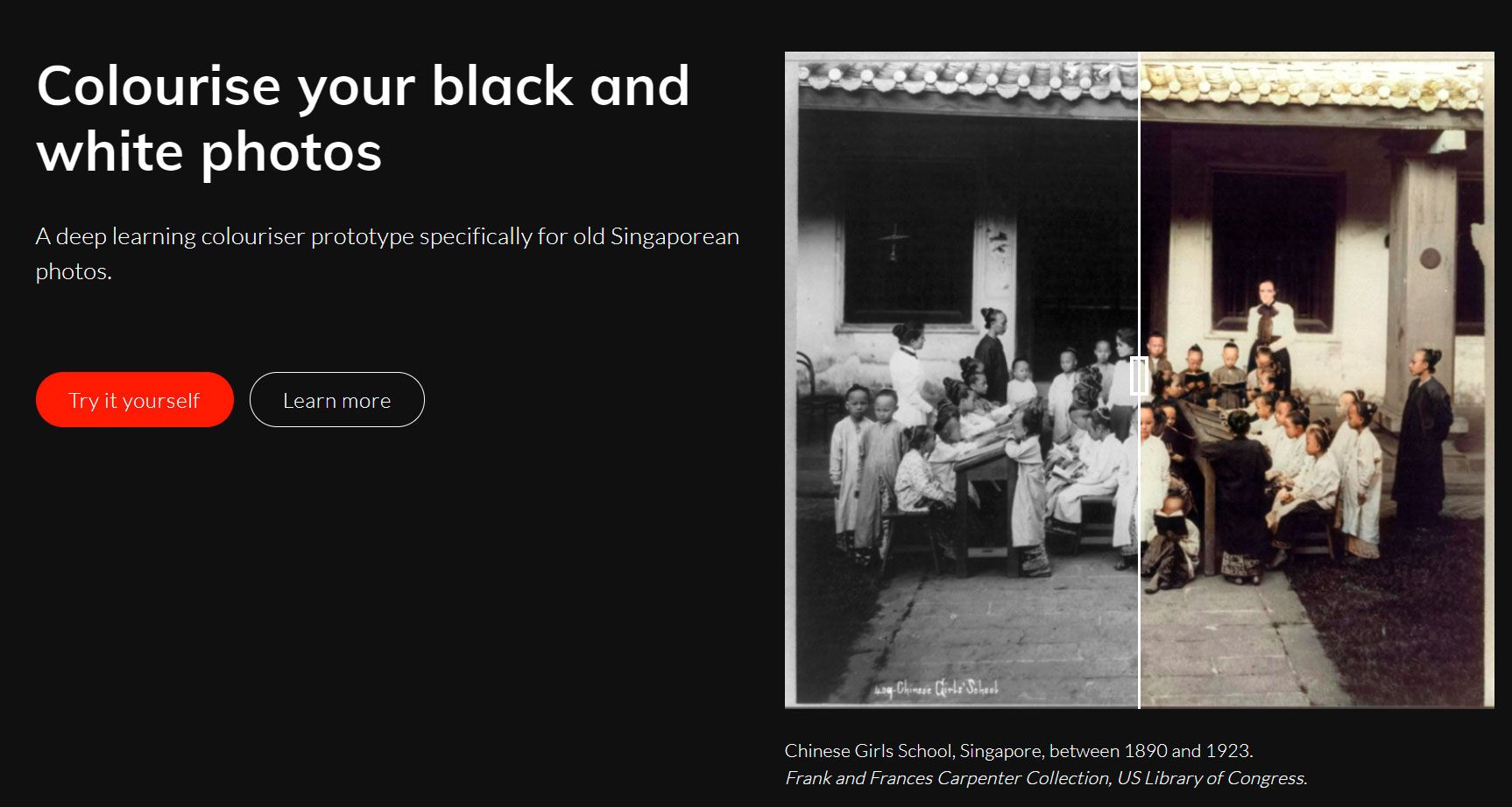 Färglägga svartvita bilder på Colourise.sg..