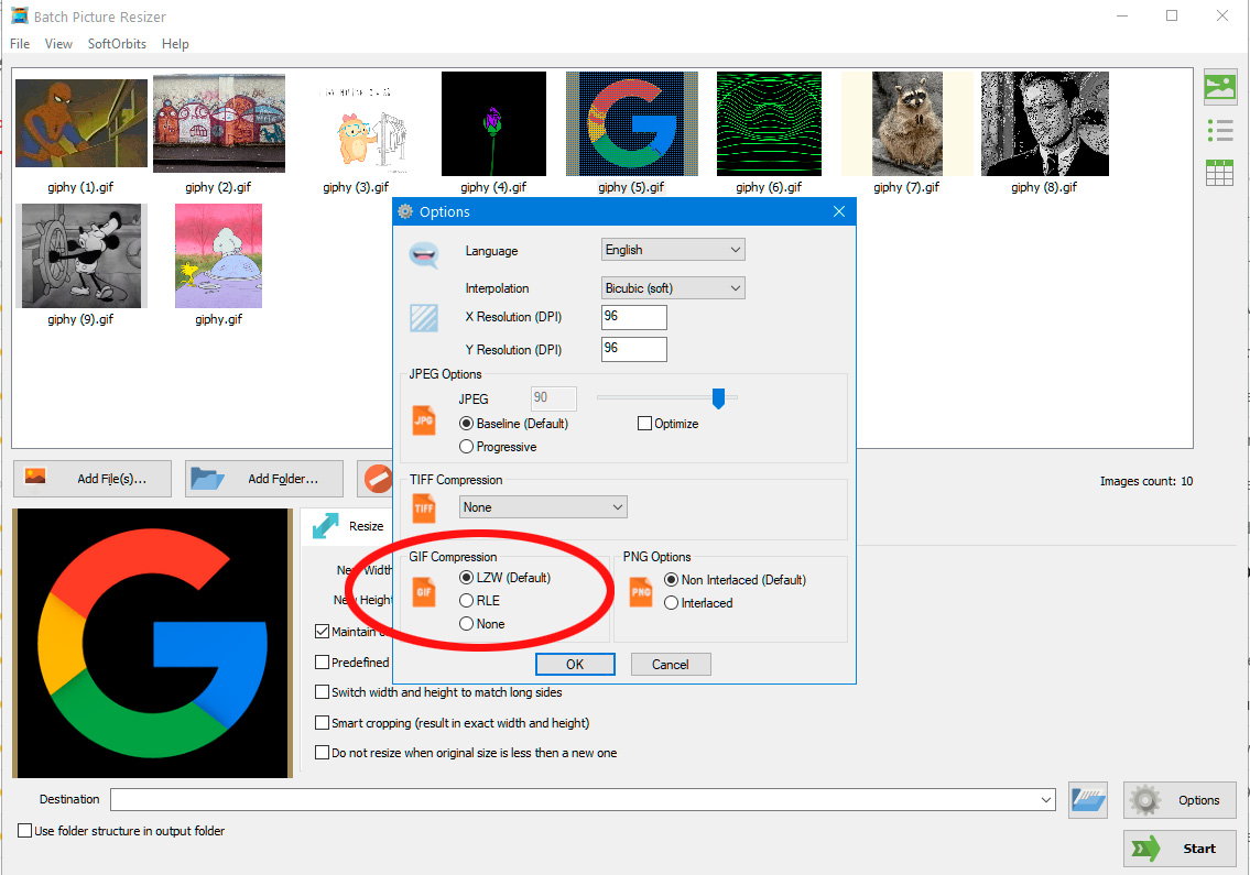 Komprimera GIF-filer.