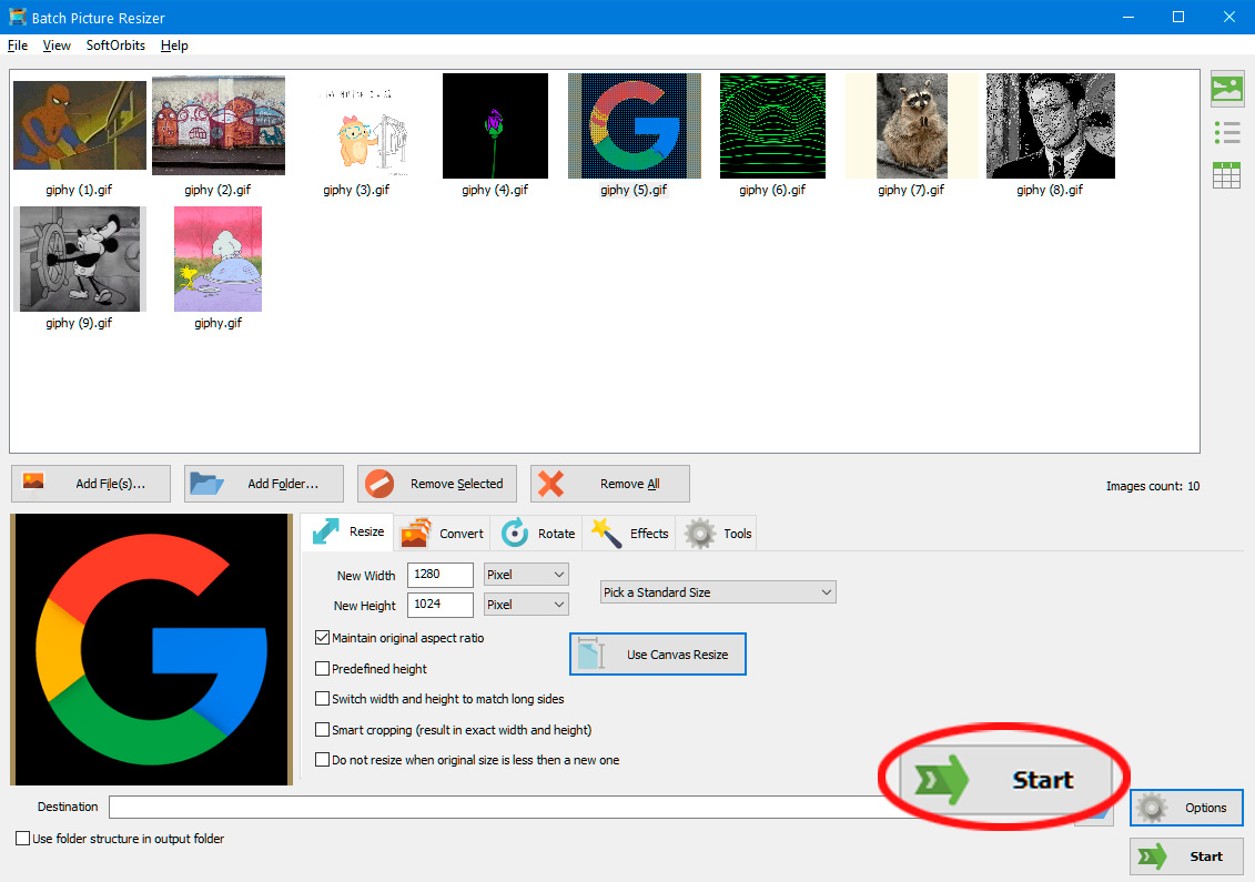 Spara beskurna GIF-filer.
