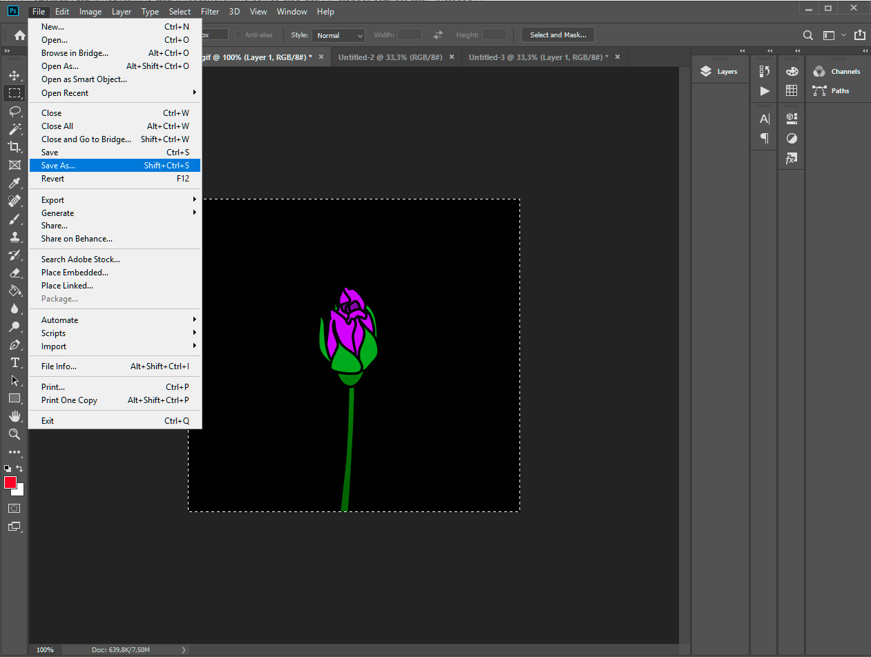 Spara beskurna gifs i photoshop.