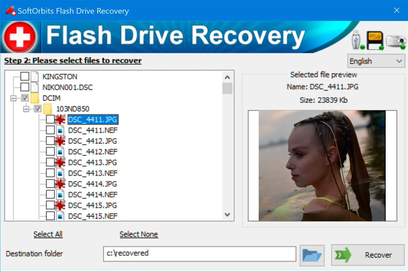 SoftOrbits Flash Drive Recovery Skärmbild.