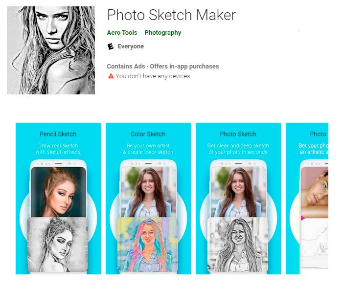 Photo sketch maker app förvandlar foto till linjeteckning..