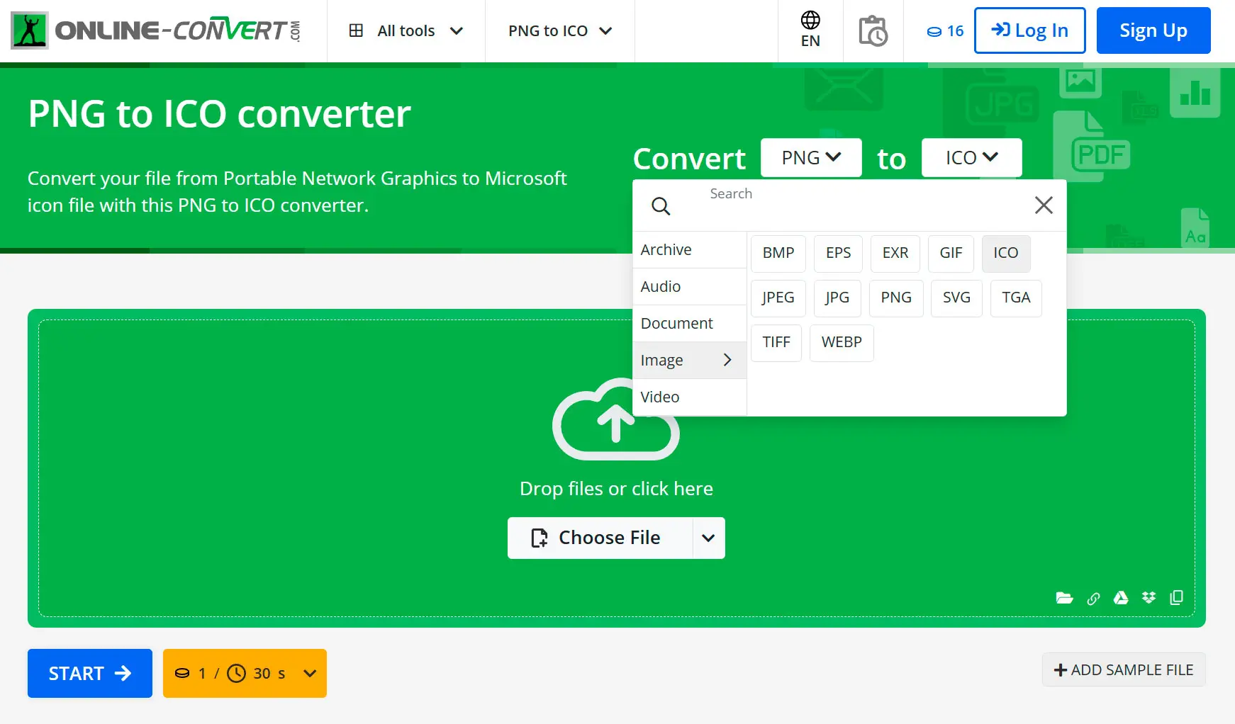 Online-Convert.com: skapa ikon från png..