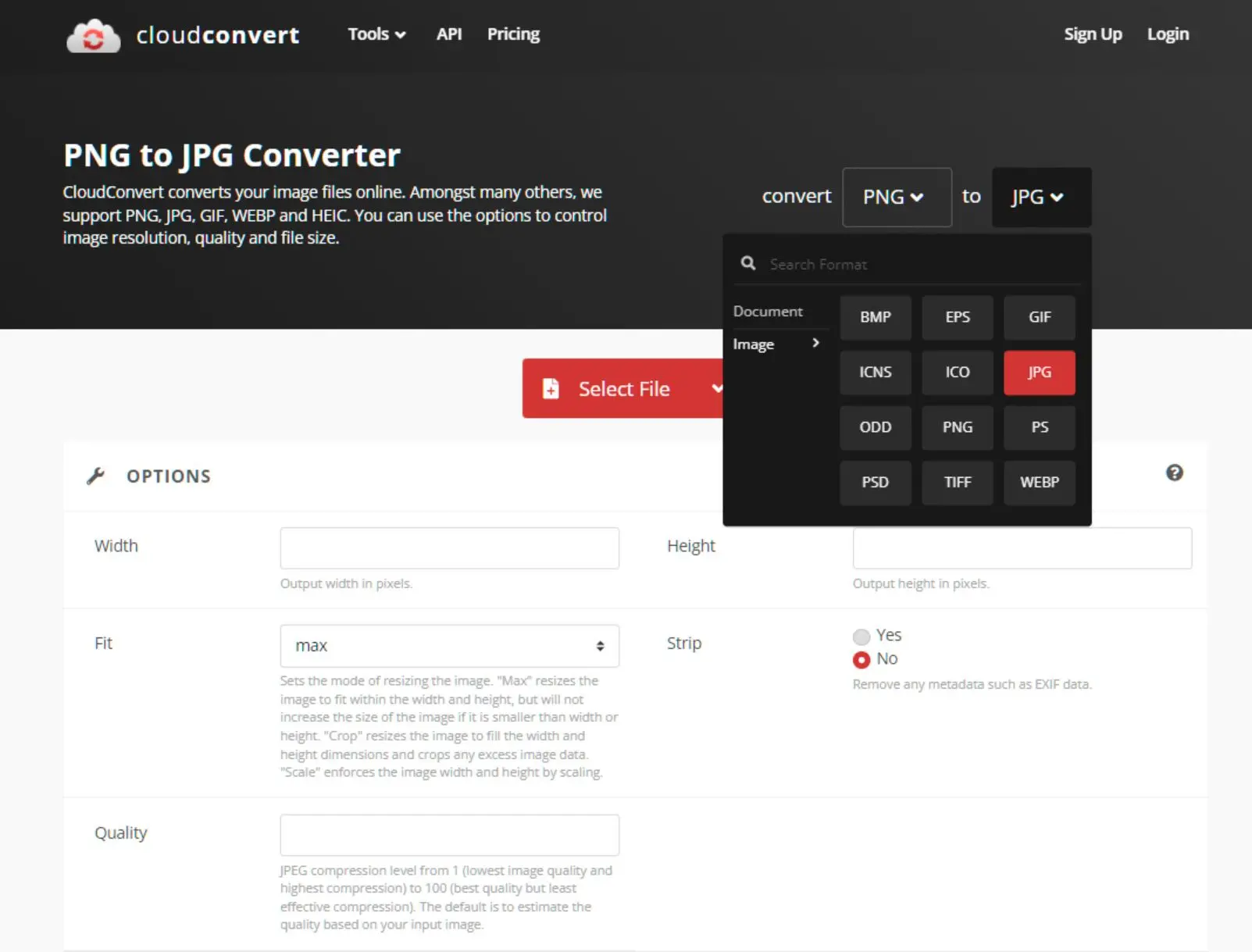 Konvertera PNG till JPG online..