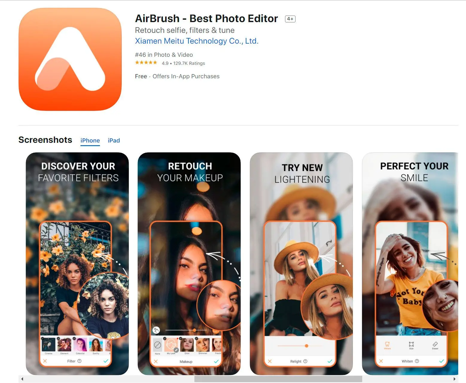 Airbrush-appen på App Store..