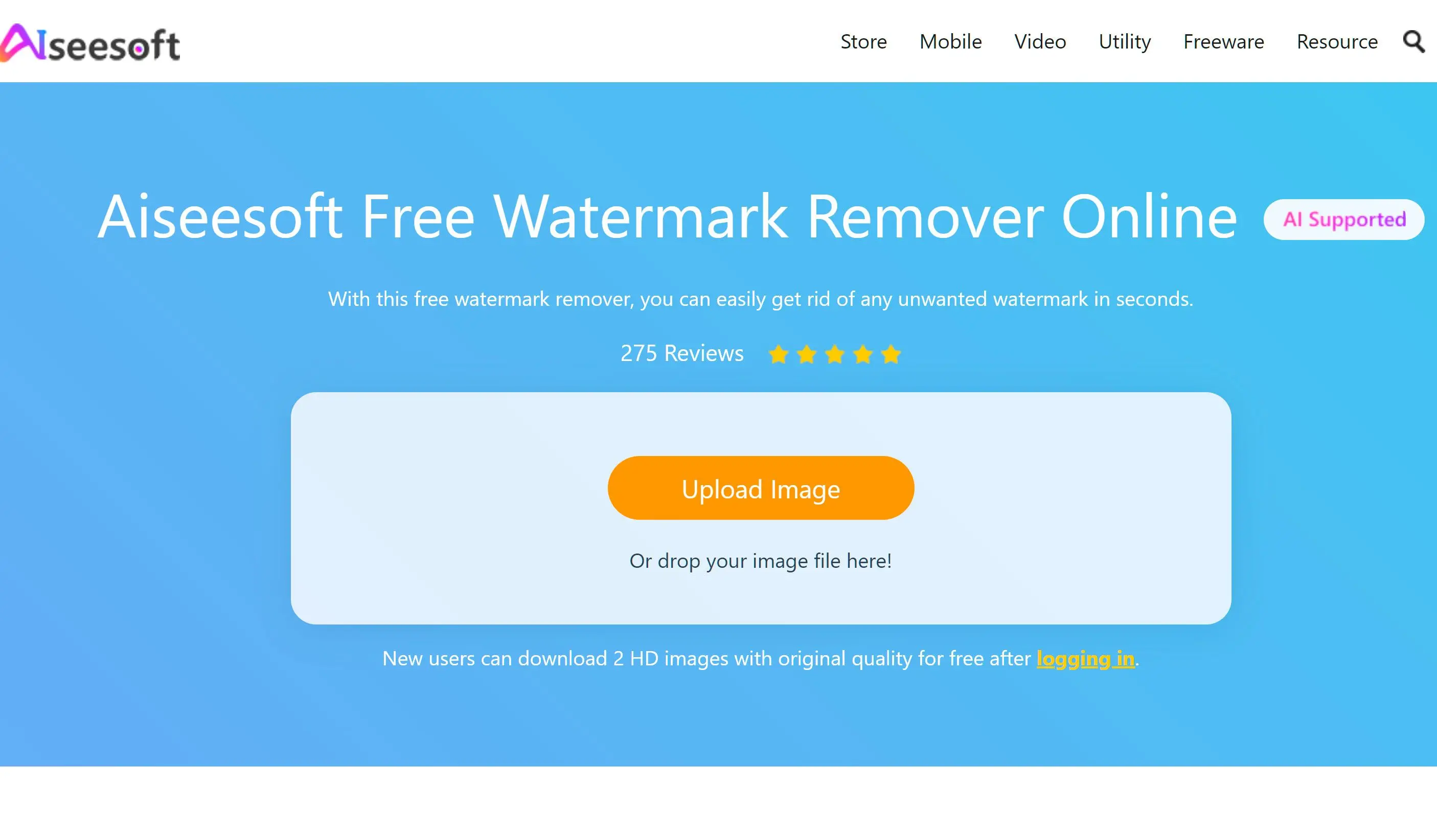 Gratis online verktyg för att ta bort vattenmärken..