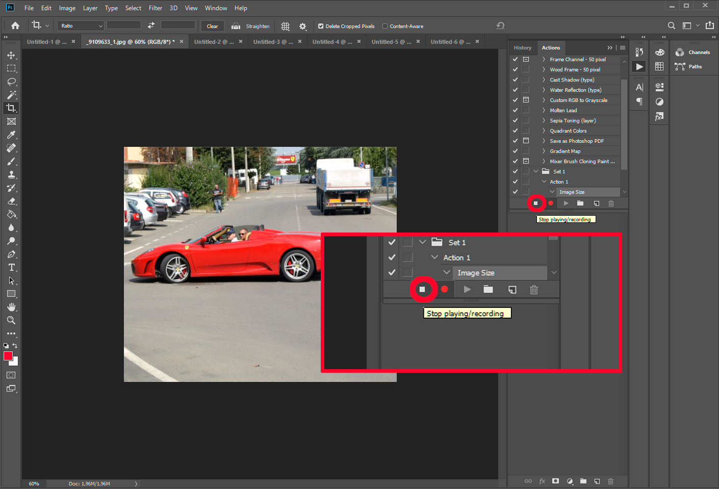 Spara åtgärd för bildstorleksändring.