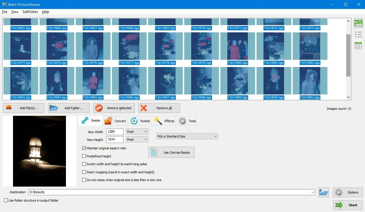 Batch Picture Resizer Skärmbild.