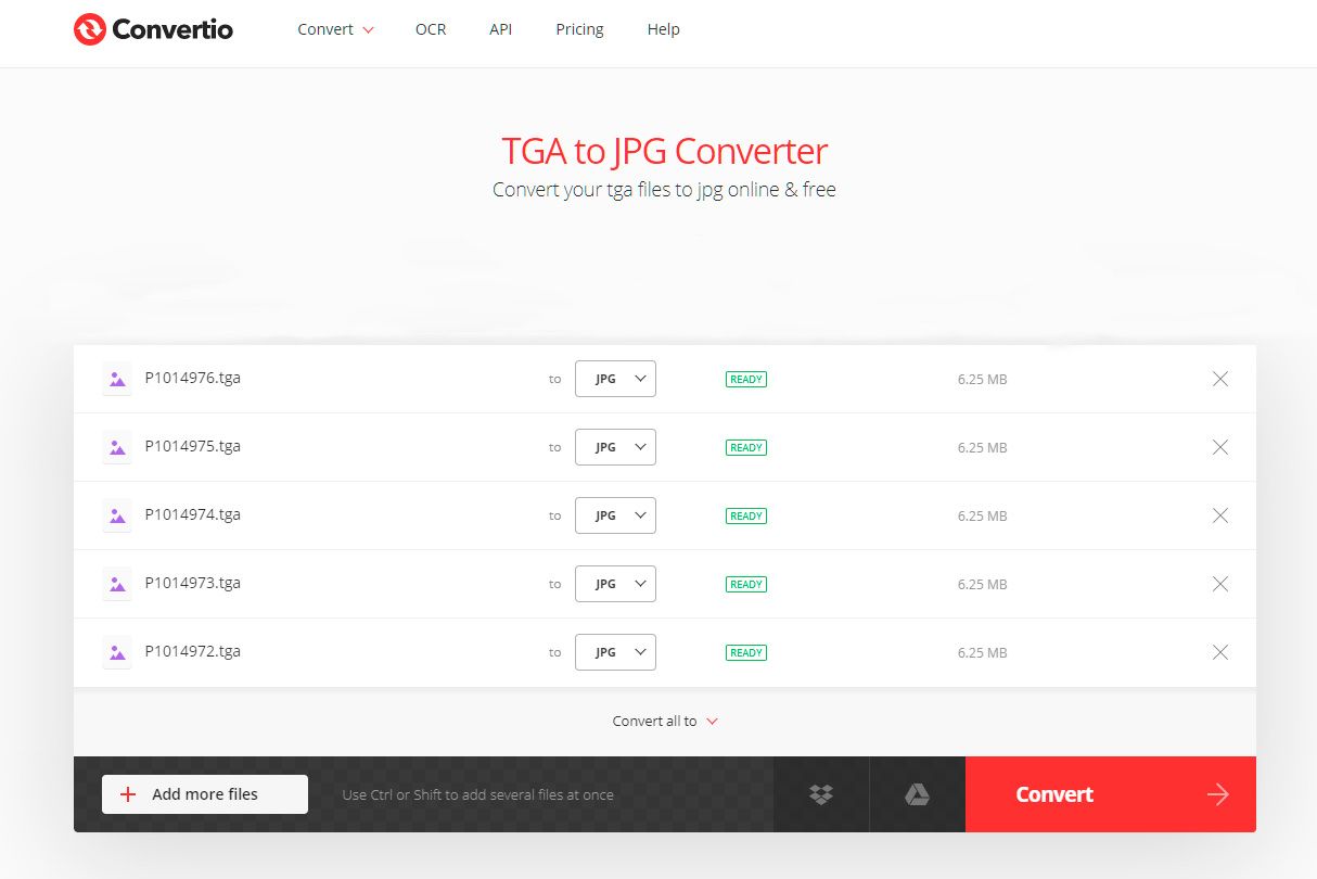 Konvertera flera TGA-filer till JPG gratis..