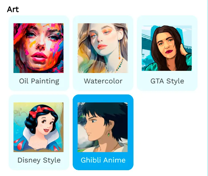 Välj en Ghibli Förinställning.