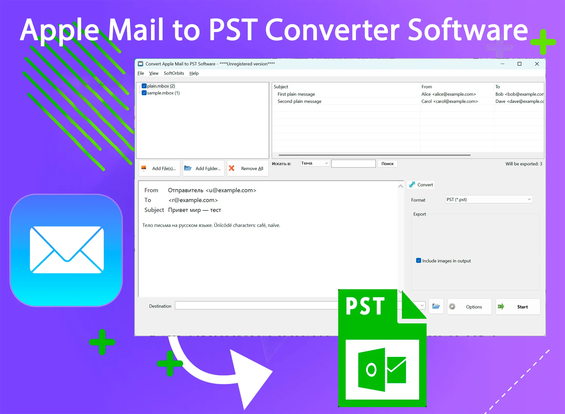 Apple Mail to PST Converter Software Skärmbild.