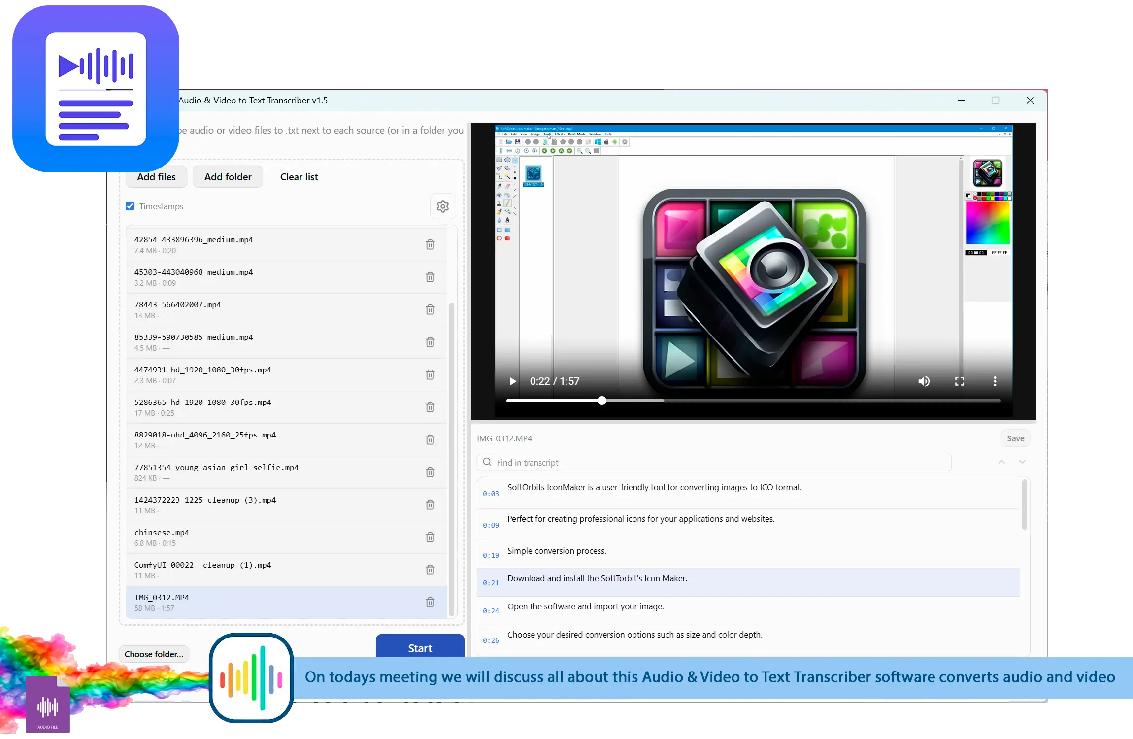 TranscribeIt: Audio & Video to Text Transcriber Skärmbild.