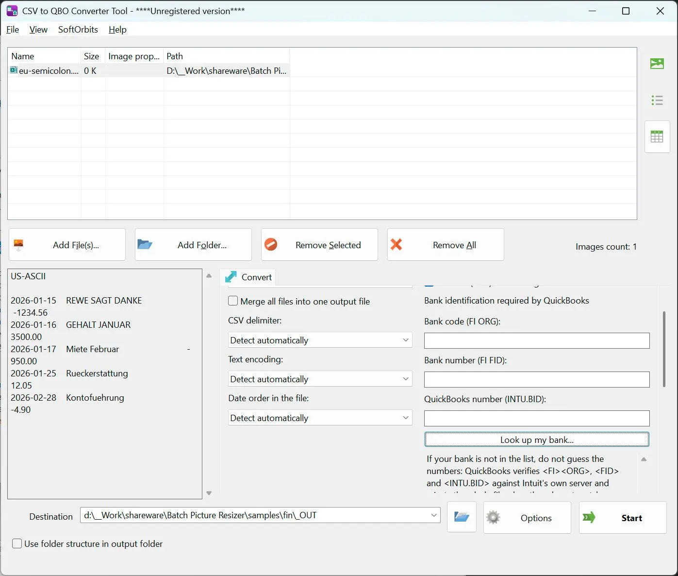 CSV to PDF Converter Skärmdump.