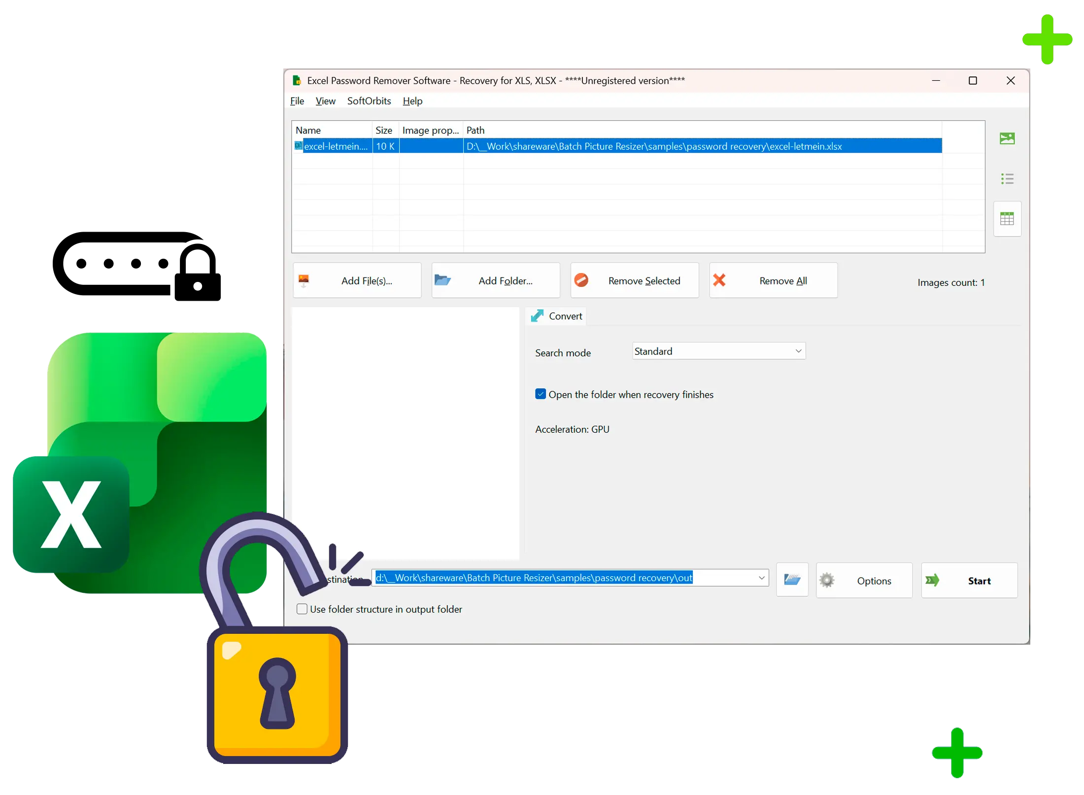 Excel Password Recovery Skärmbild.