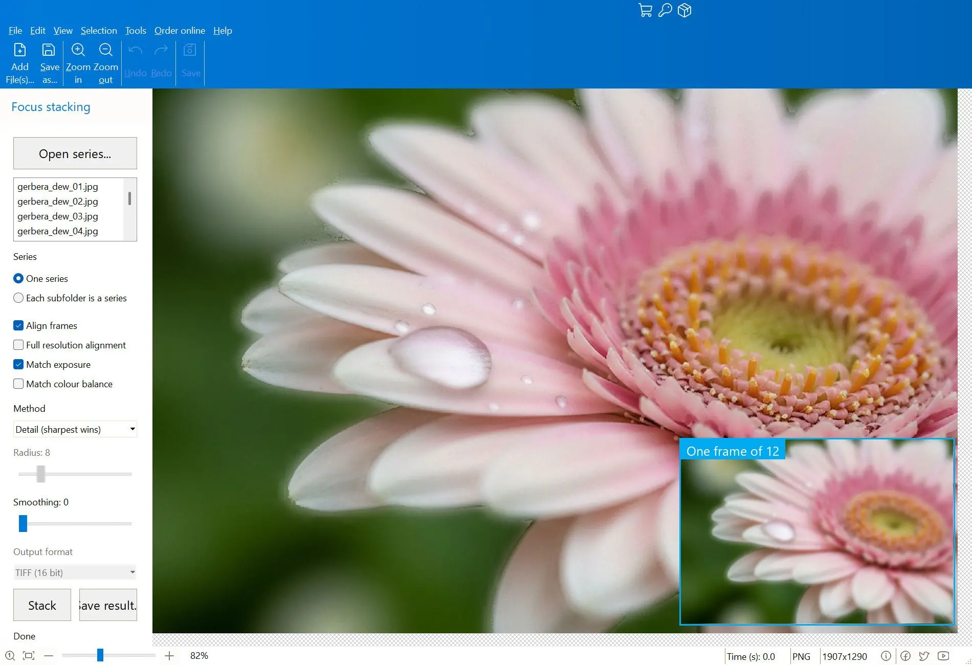 Focus Stacking Software Skärmdump.