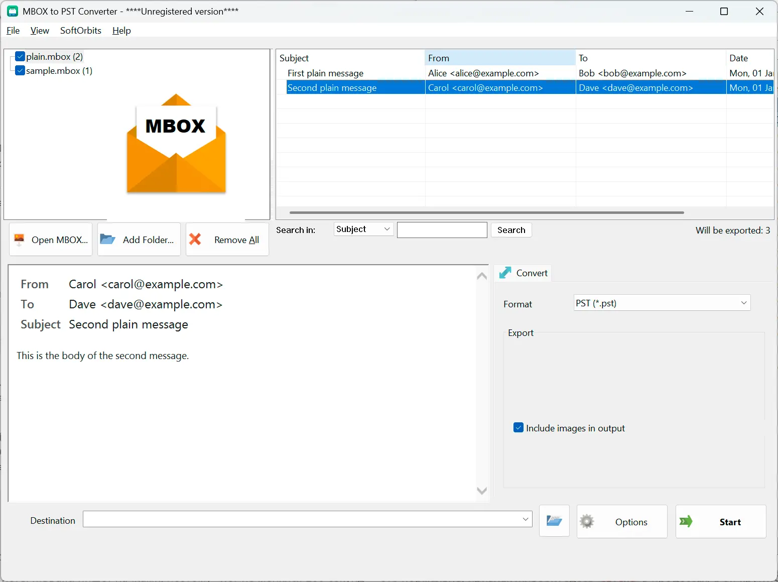 MBOX to PST Converter Software for Outlook Skärmbild.