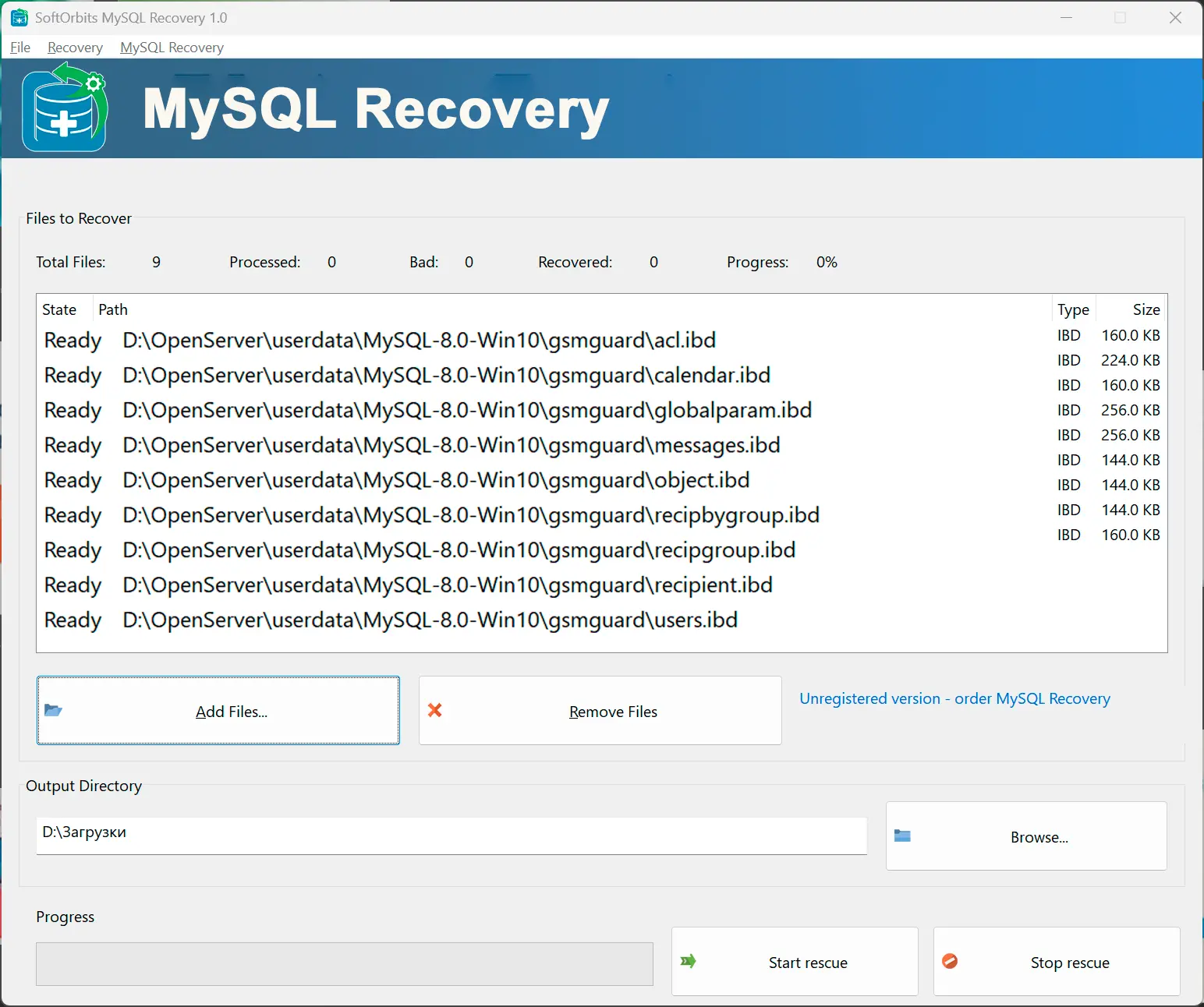 Lägg Till Databasfiler.