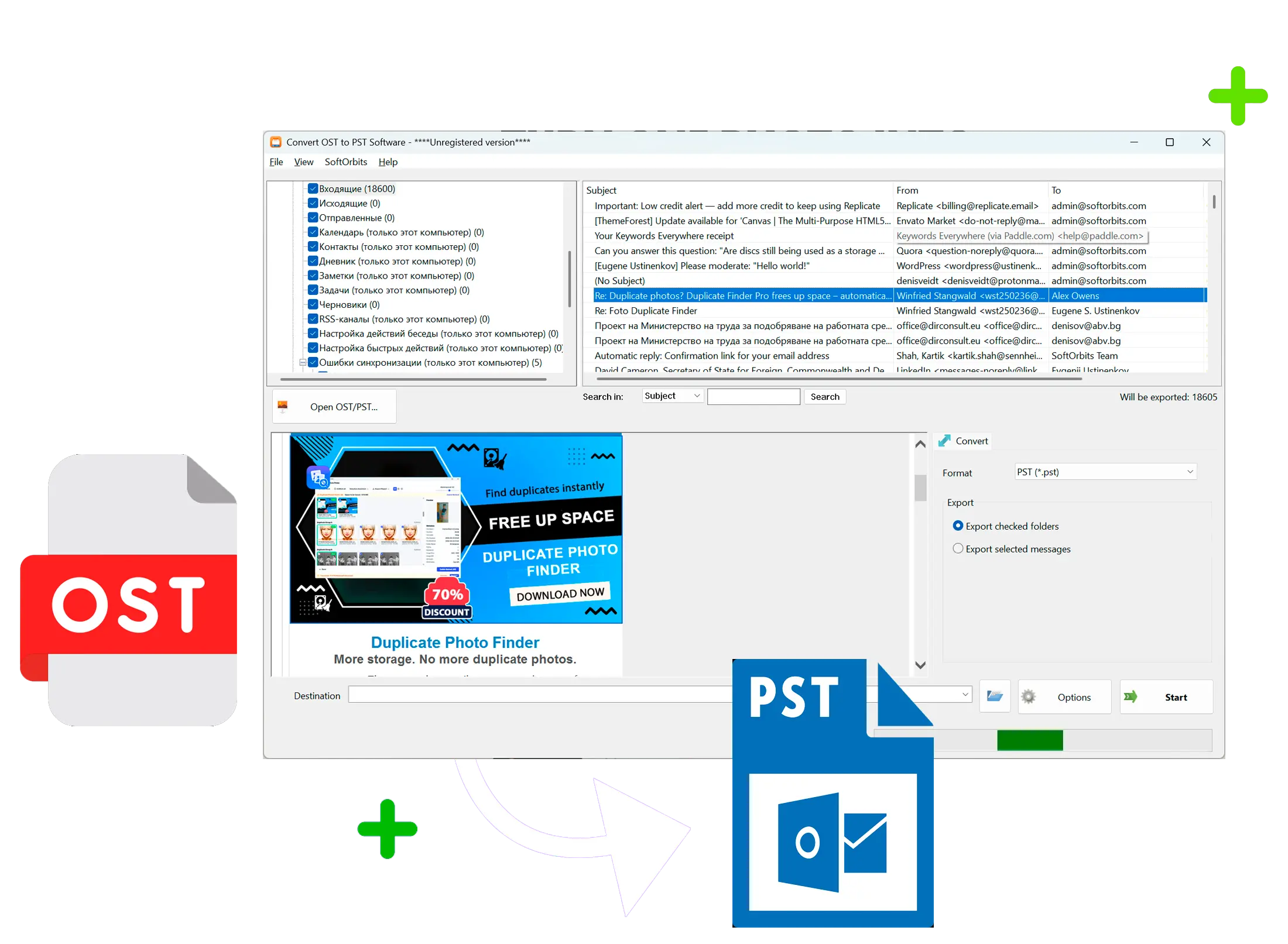 OST to PST Converter Tool Skärmbild.