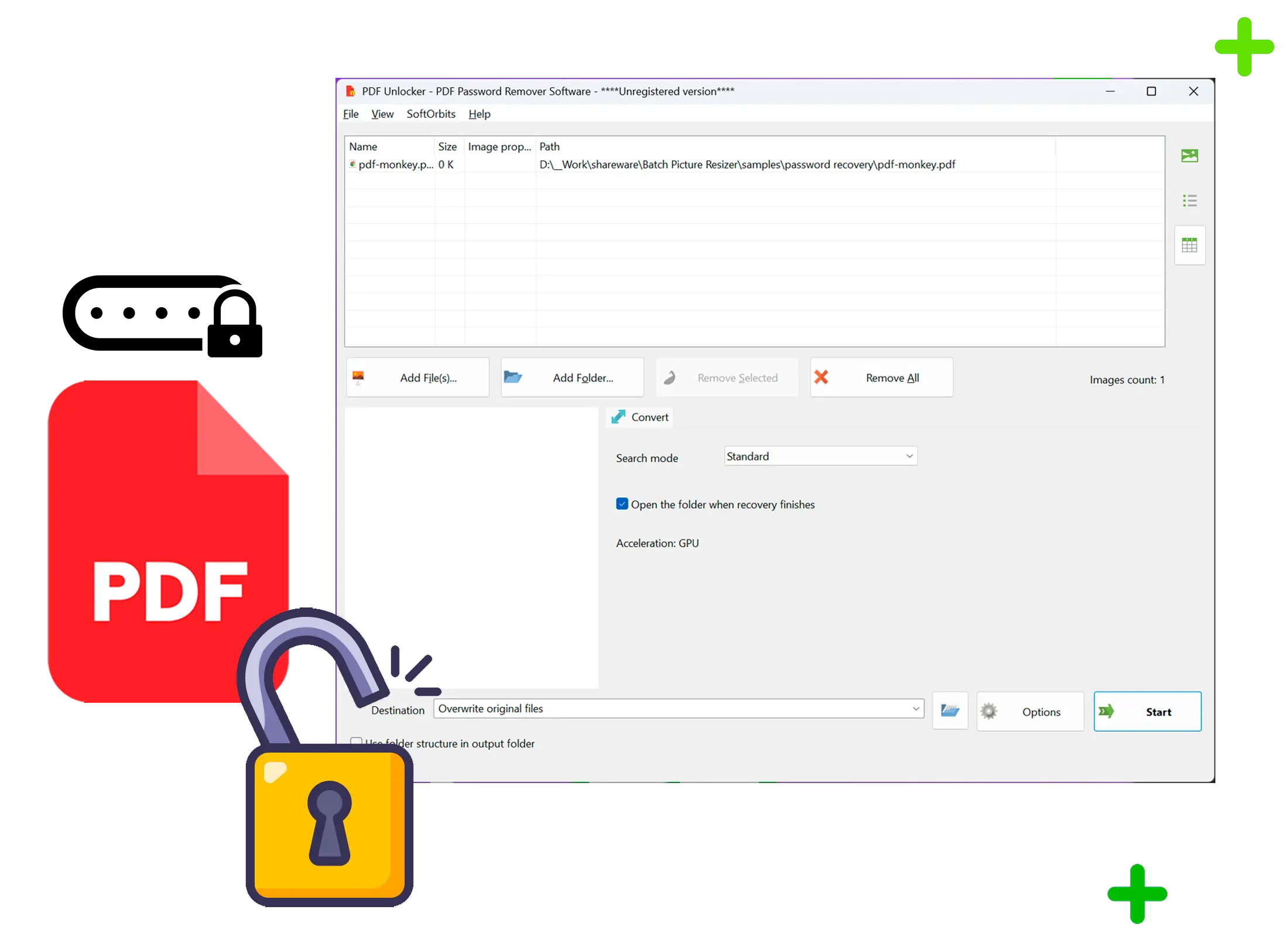 PDF Password Recovery Skärmbild.