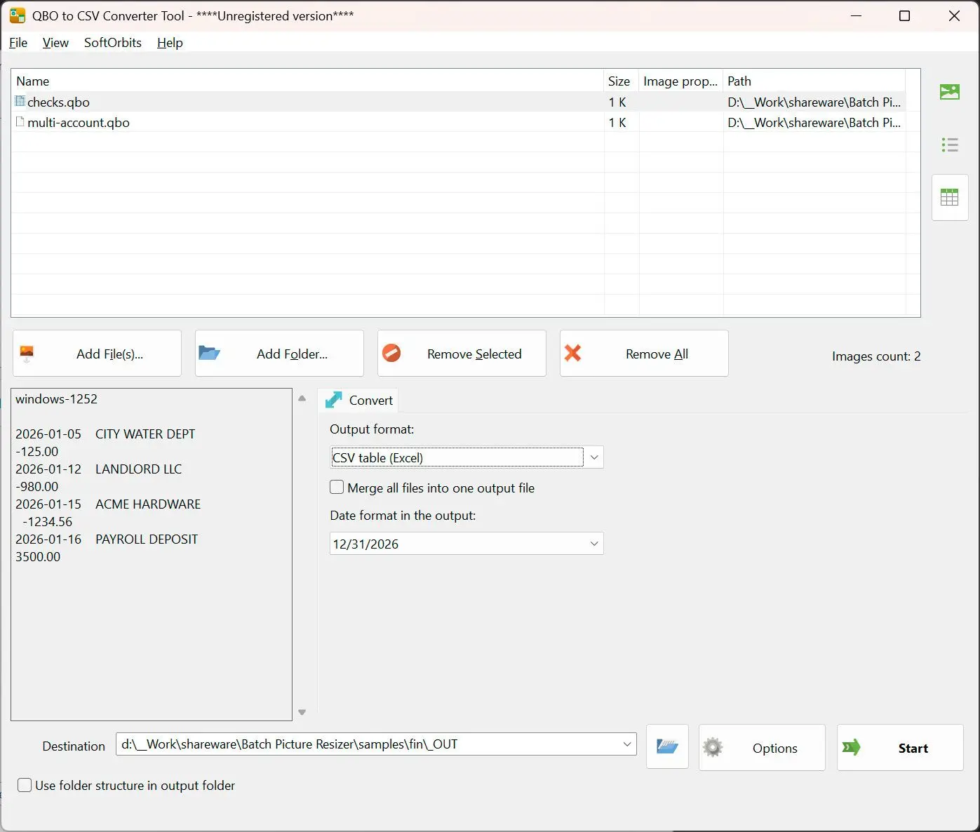 QBO to PDF Converter Skärmdump.