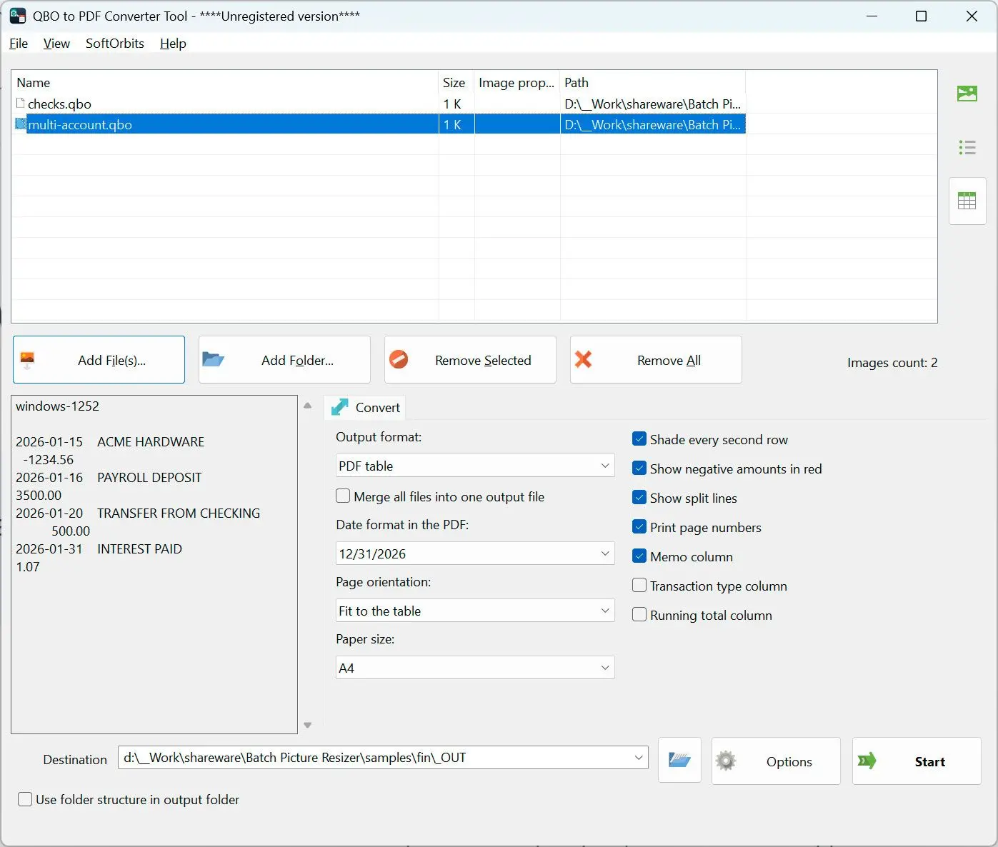 QBO to PDF Converter Skärmdump.