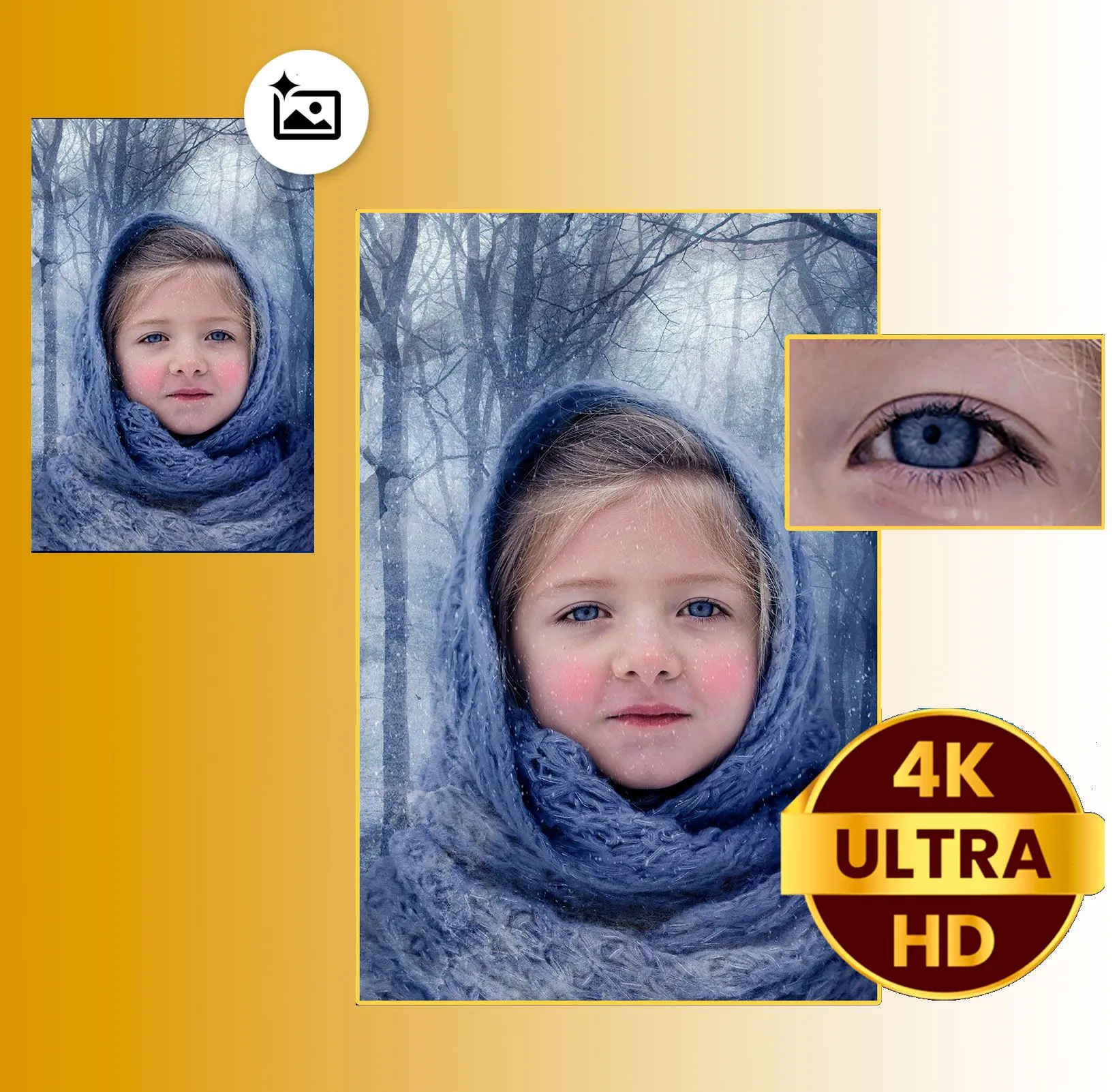 AI-driven fotouppskalning.