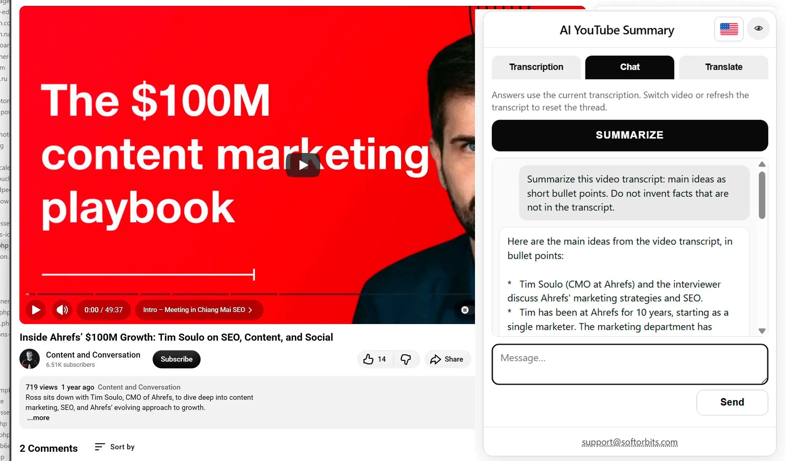 Sammanfatta Video med AI eller Ställ Frågor.
