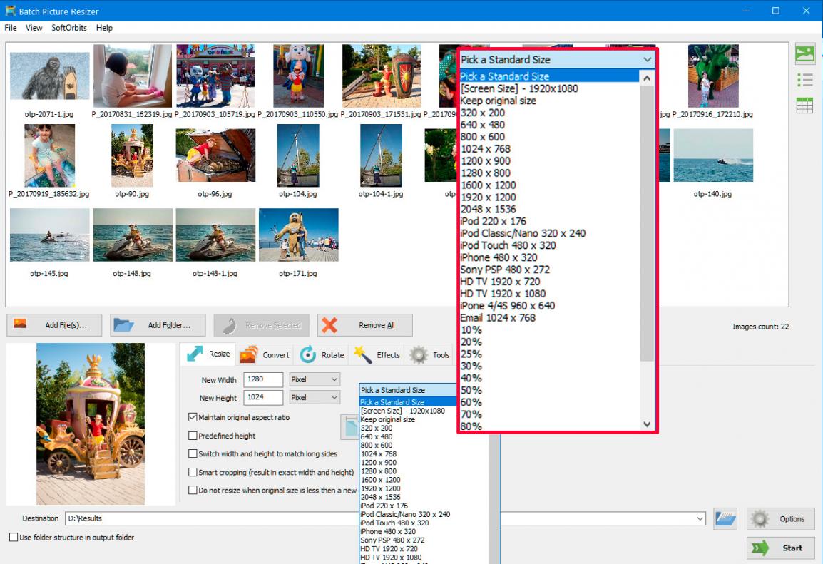 Choose the size of image in KB..