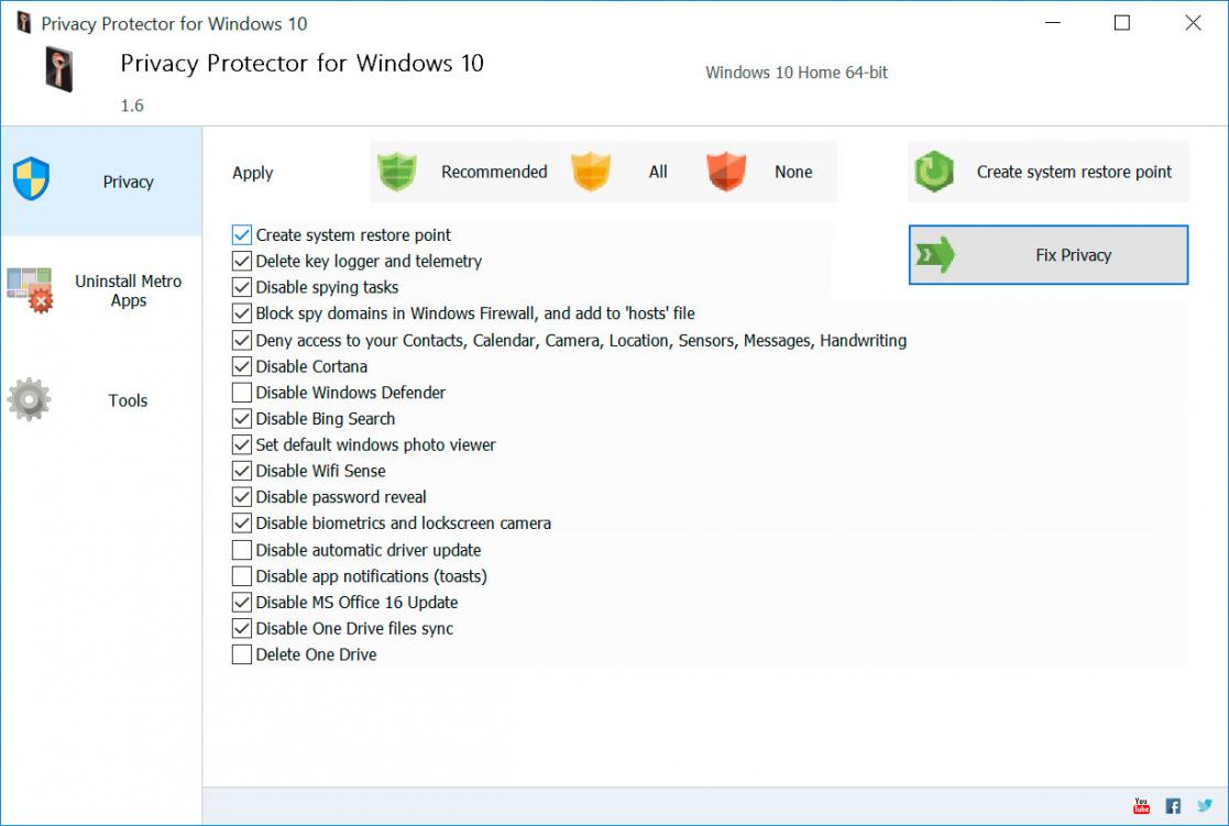 Privacy Protector for Windows 11 Skärmbild.